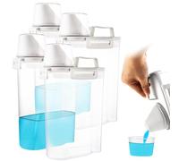 LDHHYH Lot de 4 distributeurs de lessive liquide, 2500 ml, distributeur de lessive hermétique avec verre doseur, réservoir de lessive liquide, distributeur de lessive