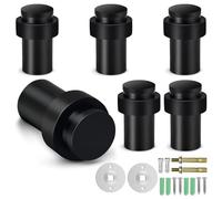LDHHYH Lot de 6 butées de porte noires de 5,8 cm en acier inoxydable avec anneau tampon en caoutchouc pour la maison et le bureau