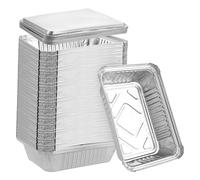 LDHHYH Lot de 60 barquettes en aluminium avec couvercle - 1000 ml - Avec couvercle - Jetables - 22 x 15,8 x 5,5 cm