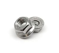 LDHNFBYV Écrou à embase à Six pans Creux, Filetage inversé à Gauche, en Acier Inoxydable 304 A2, dentelé, 2/10 x(10pcs M6)