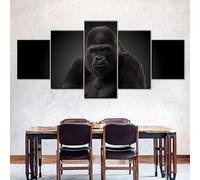LDHZSS Tableau Peinture Moderne 5 Pièces Impression Sur Toile Gorille mâle à dos argenté 5 Parties Tableau Toile Pour Le Maison,Salon,Chambre,Cuisine Tableau Murale Decoration