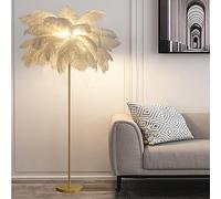 LDIEUWUET Lampadaire en plumes d'autruche pour salon, lampadaire sur pied en plumes, avec sources lumineuses, grandes lampes d'autruche romantiques pour chambre à coucher (160cm White)