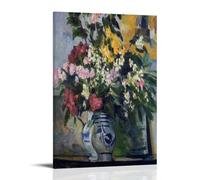 LdinMEX Paul Cézanne ArtWork Impression sur toile décorative moderne Motif deux vases de fleurs 20 x 30 cm