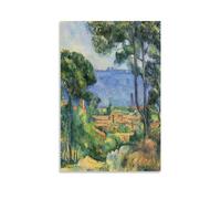 LdinMEX Paul Cézanne Artwork - Vue de l'Estaque et des châteaux d'If - Poster d'œuvres d'art cool - Impression sur toile à suspendre - Idée cadeau 40 x 60 cm