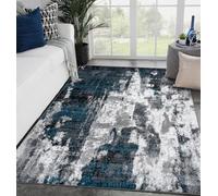 Ldiuttu Grand Tapis Salon 160x200cm Tapis Antidérapant Lavable en Machine pour Chambre à Coucher Cuisine Couloir Entree Bureau Bleu Abstrait