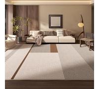 Ldiuttu Tapis de Salon 80 x 120 cm Tapis de Porte Lavable Antidérapant Doux l'intérieur Moquette pour l'entrée Cuisine Chambre Lignes géométriques Modernes Beige Gris