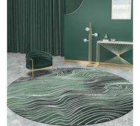 Ldiuttu Tapis Rond Salon Grand 200 x 200 cm Tapis Maison Antidérapant Lavable Doux Décoratif Rectangulaire pour Chambre Bureau Ligne Moderne Encre Verte Blanche