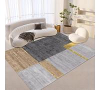 Ldiuttu Tapis Salon 110x190cm Tapis Antidérapant de Chambre Moquette Pile Courte et Douce Lavable de Sol Manger Rectangulaire Gris géométrique Moderne