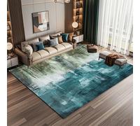 Ldiuttu Tapis Salon 110x190cm Tapis Antidérapant de Chambre Moquette Pile Courte et Douce Lavable de Sol Manger Rectangulaire Bleu Abstrait Moderne
