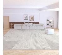 Ldiuttu Tapis Salon 110x190cm Tapis Antidérapant de Chambre Moquette Pile Courte et Douce Lavable de Sol Manger Rectangulaire Beige Abstrait Moderne