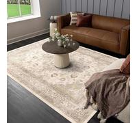 Ldiuttu Tapis Salon 150x180cm Tapis Chambre Antidérapant Moquette Moelleux Rectangulaire Décoratif pour Intérieur Manger Bureau Beige Floral Moderne et Traditionnel