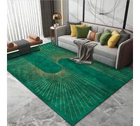 Ldiuttu Tapis Salon 70 x 140 cm Tapis Chambre Antidérapant Intérieur Doux Lavable Moquette pour Salle à Entrée Manger Bureau Géométrique Abstrait Moderne Vert