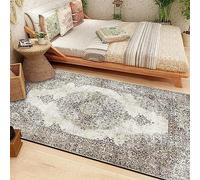 Ldiuttu Tapis Salon 70 x 140 cm Tapis Chambre Antidérapant Intérieur Doux Lavable Moquette pour Salle à Entrée Manger Bureau Beige Vintage Traditionnel