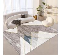 Ldiuttu Tapis Salon 70x140cm Tapis Chambre Antidérapant Intérieur Doux Lavable Moquette pour Salle à Entrée Manger Bureau Gris géométrique Moderne