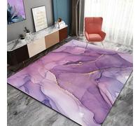 Ldiuttu Tapis Salon 90 x 150 cm Tapis Entrée Antidérapant Intérieur Moquette Doux Chambre Rectangulaire Poil Courts Encre rétro Violet Jaune