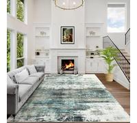 Ldiuttu Tapis Salon 90 x 150 cm Tapis Entrée Antidérapant Intérieur Moquette Doux Chambre Rectangulaire Poil Courts Bleu Abstrait Moderne Bleu