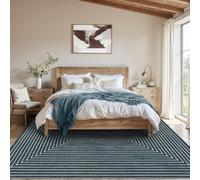 Ldiuttu Tapis Salon 90 x 150 cm Tapis Entrée Antidérapant Intérieur Moquette Doux Chambre Rectangulaire Poil Courts Bleu géométrique Moderne Bleu