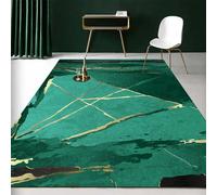 Ldiuttu Tapis Salon 90 x 150 cm Tapis Entrée Antidérapant Intérieur Moquette Doux Chambre Rectangulaire Poil Courts Géométrique Abstrait Moderne Vert