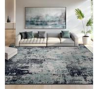 Ldiuttu Tapis Salon 90 x 150 cm Tapis Entrée Antidérapant Intérieur Moquette Doux Chambre Rectangulaire Poil Courts Bleu Abstrait Moderne Bleu