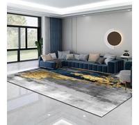 Ldiuttu Tapis Salon 90 x 150 cm Tapis Entrée Antidérapant Intérieur Moquette Doux Chambre Rectangulaire Poil Courts Gris Abstrait