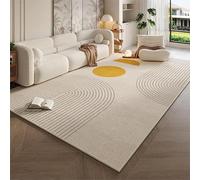 Ldiuttu Tapis Salon 90x150cm Tapis Entrée Antidérapant Intérieur Moquette Doux Chambre Rectangulaire Poil Courts Beige géométrique Moderne