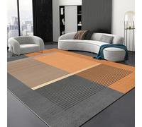 Ldiuttu Tapis Salon 90x150cm Tapis Entrée Antidérapant Intérieur Moquette Doux Chambre Rectangulaire Poil Courts Orange géométrique Moderne