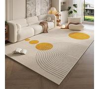 Ldiuttu Tapis Salon 90x150cm Tapis Entrée Antidérapant Intérieur Moquette Doux Chambre Rectangulaire Poil Courts Beige géométrique Moderne