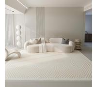 Ldiuttu Tapis Salon 90x150cm Tapis Entrée Antidérapant Intérieur Moquette Doux Chambre Rectangulaire Poil Courts Motifs géométriques Modernes Beige Blanc Gris