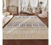 Ldiuttu Tapis Salon 90x150cm Tapis Entrée Antidérapant Intérieur Moquette Doux Chambre Rectangulaire Poil Courts Beige géométrique