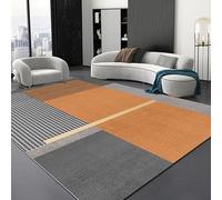 Ldiuttu Tapis Salon Grand 180 x 280 cm Tapis Antidérapant Doux Décoratif Facile d'entretien pour Chambre Salle à Manger Cuisine Lignes géométriques Modernes Gris Orange