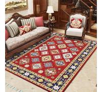 Ldiuttu Tapis Salon Moderne 90 x 150 cm Tapis Entrée Antidérapant Intérieur Moquette Doux Chambre Rectangulaire Poil Courts Rétro Floral Rouge Jaune Bleu