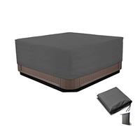 LDIW Couvercle de Spa Carré étanche Couvertures extérieures de Baignoire Spa, Housse de Baignoire Coupe-Vent résistante aux UV pour Piscine Bain à Remous de Jardin,Noir,220 * 220 * 90cm