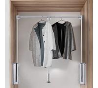 LDIW Escamotable Tringle Relevable Barre de Penderie pour Armoire Barre de Vestiaire Extensible Durable Pratique Barre Porte-Manteau pour Garde-Robe, Largeur Ajustable,Argent,850to1150mm