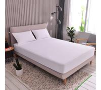 LDIW Housse Protection Matelas intégrale, Protège intégralement Votre Matelas Forme Drap Housse avec Fermeture Eclair, Lavable en Machine,Blanc,200x220+25cm