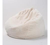 LDIW Pouf Classique en Fausse Fourrure Peluche Housse de Chaise Pouf de Rangement Organisateur Intérieur et extérieur, Salon, Balcon, Jardin, Sac de Haricots (sans Remplissage),Blanc