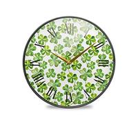 LDIYEU Aquarelle Feuilles Art Murale Décoratif Moderne Horloge de Mur Circulaire Silencieuse Horloges pour Enfant Garçons Le Bureau à Domicile Cuisine Chambre école Décor(9.5In 11.9In)