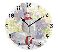LDIYEU Art Bowling Ball Round Wall Clock Circular Plate Silent Non Ticking Clocks for Kitchen Home Office School Decor Kid Boys Girls