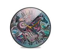 LDIYEU Art Cheval Aquarelle Murale Décoratif Moderne Horloge de Mur Circulaire Silencieuse Horloges pour Enfant Garçons Le Bureau à Domicile Cuisine Chambre école Décor(9.5In 11.9In)