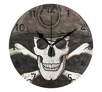 LDIYEU Art Cool Sugar Skull Round Wall Clock Circular Plate Silent Non Ticking Clocks for Kitchen Home Office School Decor Kid Boys Girls