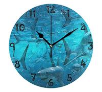 LDIYEU Art Cute Sugar Shark Round Wall Clock Circular Plate Silent Non Ticking Clocks for Kitchen Home Office School Decor Kid Boys Girls