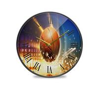LDIYEU Art De Basket-Ball Léger Tour Murale Décoratif Moderne Horloge de Mur Circulaire Silencieuse Horloges pour Enfant Garçons Le Bureau à Domicile Cuisine Chambre école Décor(9.5In 11.9In)