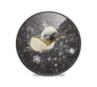 LDIYEU Art De Chat Noir Rond Murale Décoratif Moderne Horloge de Mur Circulaire Silencieuse Horloges pour Enfant Garçons Le Bureau à Domicile Cuisine Chambre école Décor(9.5In 11.9In)