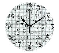 LDIYEU Art e-Mc2 Maths Pendule Murale Décoratif Moderne Horloge de Mur Circulaire Silencieuse horloges pour Enfant Garçons Le Bureau à Domicile Salon Cuisine Chambre école Décor