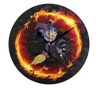 LDIYEU Art Fire Dragon Magician Round Wall Clock Circular Plate Silent Non Ticking Clocks for Kitchen Home Office School Decor Kid Boys Girls