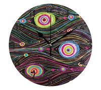 LDIYEU Art Peacock Feather Eye Round Wall Clock Circular Plate Silent Non Ticking Clocks for Kitchen Home Office School Decor Kid Boys Girls
