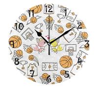 LDIYEU Boule d'amour d'art Fox Pendule Murale Décoratif Moderne Horloge de Mur Circulaire Silencieuse horloges pour Enfant Garçons Le Bureau à Domicile Salon Cuisine Chambre école Décor
