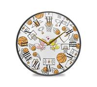 LDIYEU Boule d'amour Renard Murale Décoratif Moderne Horloge de Mur Circulaire Silencieuse Horloges pour Enfant Garçons Le Bureau à Domicile Cuisine Chambre école Décor(9.5In 11.9In)