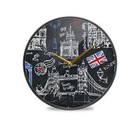 LDIYEU Bridage Londres Noir Tour Murale Décoratif Moderne Horloge de Mur Circulaire Silencieuse Horloges pour Enfant Garçons Le Bureau à Domicile Cuisine Chambre école Décor(9.5In 11.9In)