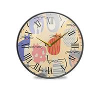 LDIYEU Chat De Souris Grasses Colorées Murale Décoratif Moderne Horloge de Mur Circulaire Silencieuse Horloges pour Enfant Garçons Le Bureau à Domicile Cuisine Chambre école Décor(9.5In 11.9In)