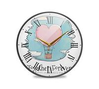 LDIYEU Coeur Rose pour Toujours Murale Décoratif Moderne Horloge de Mur Circulaire Silencieuse Horloges pour Enfant Garçons Le Bureau à Domicile Cuisine Chambre école Décor(9.5In 11.9In)